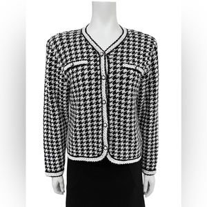 VINTAGE 80s Jeremy Scott Braemar Houndstooth Button Up Cardigan